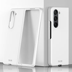 Funda Dura Plastico Rigida Carcasa Mate Frontal y Trasera 360 Grados MK1 para Samsung Galaxy Z Fold5 5G Blanco