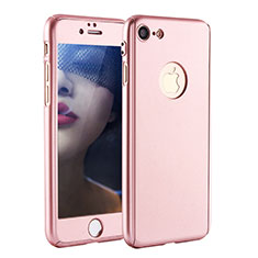 Funda Dura Plastico Rigida Carcasa Mate Frontal y Trasera 360 Grados P01 para Apple iPhone 8 Oro Rosa