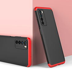 Funda Dura Plastico Rigida Carcasa Mate Frontal y Trasera 360 Grados P01 para Huawei Honor Play4 5G Rojo y Negro