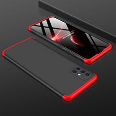 Funda Dura Plastico Rigida Carcasa Mate Frontal y Trasera 360 Grados P01 para Samsung Galaxy A51 5G Rojo y Negro