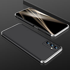 Funda Dura Plastico Rigida Carcasa Mate Frontal y Trasera 360 Grados P01 para Samsung Galaxy F13 4G Plata y Negro