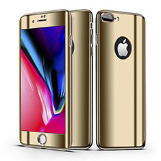 Funda Dura Plastico Rigida Carcasa Mate Frontal y Trasera 360 Grados para Apple iPhone 7 Plus Oro