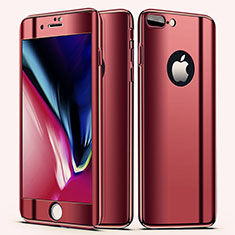 Funda Dura Plastico Rigida Carcasa Mate Frontal y Trasera 360 Grados para Apple iPhone 7 Plus Rojo