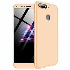 Funda Dura Plastico Rigida Carcasa Mate Frontal y Trasera 360 Grados para Huawei Enjoy 8e Oro