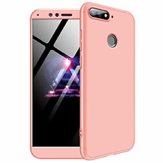 Funda Dura Plastico Rigida Carcasa Mate Frontal y Trasera 360 Grados para Huawei Enjoy 8e Oro Rosa