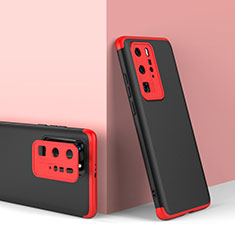 Funda Dura Plastico Rigida Carcasa Mate Frontal y Trasera 360 Grados para Huawei P40 Pro Rojo y Negro