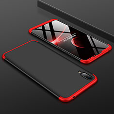 Funda Dura Plastico Rigida Carcasa Mate Frontal y Trasera 360 Grados para Huawei Y7 (2019) Rojo y Negro