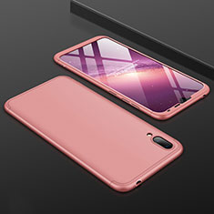 Funda Dura Plastico Rigida Carcasa Mate Frontal y Trasera 360 Grados para Huawei Y7 Pro (2019) Oro Rosa