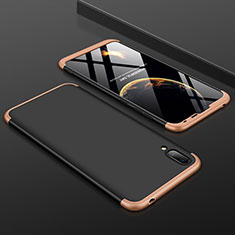 Funda Dura Plastico Rigida Carcasa Mate Frontal y Trasera 360 Grados para Huawei Y7 Pro (2019) Oro y Negro