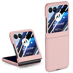 Funda Dura Plastico Rigida Carcasa Mate Frontal y Trasera 360 Grados para Motorola Moto Razr 40 Ultra 5G Oro Rosa