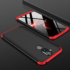Funda Dura Plastico Rigida Carcasa Mate Frontal y Trasera 360 Grados para Nokia X7 Rojo y Negro