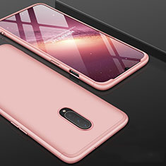 Funda Dura Plastico Rigida Carcasa Mate Frontal y Trasera 360 Grados para OnePlus 7 Pro Oro Rosa