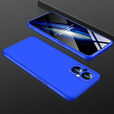 Funda Dura Plastico Rigida Carcasa Mate Frontal y Trasera 360 Grados para Oppo A96 5G Azul