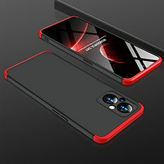 Funda Dura Plastico Rigida Carcasa Mate Frontal y Trasera 360 Grados para Oppo A96 5G Rojo y Negro