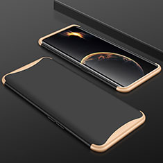 Funda Dura Plastico Rigida Carcasa Mate Frontal y Trasera 360 Grados para Oppo Find X Oro y Negro