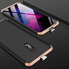 Funda Dura Plastico Rigida Carcasa Mate Frontal y Trasera 360 Grados para Oppo Realme X Oro y Negro