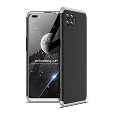 Funda Dura Plastico Rigida Carcasa Mate Frontal y Trasera 360 Grados para Oppo Reno4 F Plata y Negro