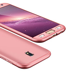 Funda Dura Plastico Rigida Carcasa Mate Frontal y Trasera 360 Grados para Samsung Galaxy J5 (2017) Duos J530F Oro Rosa