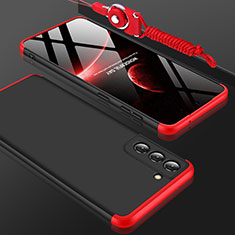 Funda Dura Plastico Rigida Carcasa Mate Frontal y Trasera 360 Grados para Samsung Galaxy S21 FE 5G Rojo y Negro