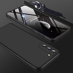 Funda Dura Plastico Rigida Carcasa Mate Frontal y Trasera 360 Grados para Samsung Galaxy S22 Plus 5G Negro