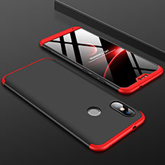 Funda Dura Plastico Rigida Carcasa Mate Frontal y Trasera 360 Grados para Xiaomi Mi A2 Lite Rojo y Negro
