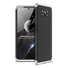 Funda Dura Plastico Rigida Carcasa Mate Frontal y Trasera 360 Grados para Xiaomi Poco X3 Plata y Negro