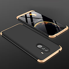 Funda Dura Plastico Rigida Carcasa Mate Frontal y Trasera 360 Grados para Xiaomi Pocophone F1 Oro y Negro