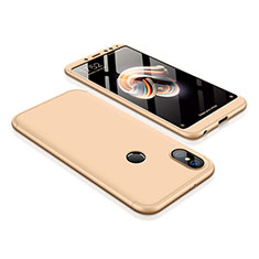Funda Dura Plastico Rigida Carcasa Mate Frontal y Trasera 360 Grados para Xiaomi Redmi Note 5 AI Dual Camera Oro