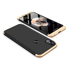 Funda Dura Plastico Rigida Carcasa Mate Frontal y Trasera 360 Grados para Xiaomi Redmi Note 5 AI Dual Camera Oro y Negro