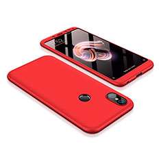 Funda Dura Plastico Rigida Carcasa Mate Frontal y Trasera 360 Grados para Xiaomi Redmi Note 5 AI Dual Camera Rojo