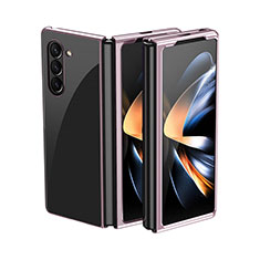 Funda Dura Plastico Rigida Carcasa Mate Frontal y Trasera 360 Grados QH2 para Samsung Galaxy Z Fold5 5G Oro Rosa