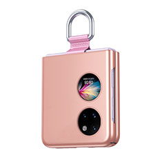 Funda Dura Plastico Rigida Carcasa Mate Frontal y Trasera 360 Grados QH3 para Huawei Pocket S Oro Rosa