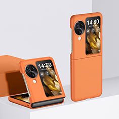 Funda Dura Plastico Rigida Carcasa Mate Frontal y Trasera 360 Grados QH3 para Oppo Find N3 Flip 5G Naranja