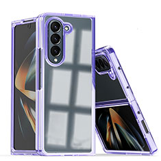 Funda Dura Plastico Rigida Carcasa Mate Frontal y Trasera 360 Grados QW1 para Samsung Galaxy Z Fold5 5G Morado