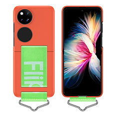 Funda Dura Plastico Rigida Carcasa Mate Frontal y Trasera 360 Grados Z01L para Huawei P50 Pocket Naranja