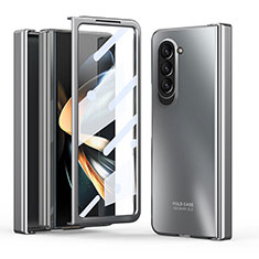 Funda Dura Plastico Rigida Carcasa Mate Frontal y Trasera 360 Grados Z01L para Samsung Galaxy Z Fold5 5G Plata