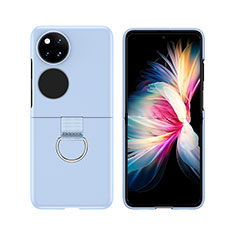 Funda Dura Plastico Rigida Carcasa Mate Frontal y Trasera 360 Grados Z02L para Huawei P50 Pocket Azul Cielo