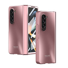 Funda Dura Plastico Rigida Carcasa Mate Frontal y Trasera 360 Grados Z04L para Samsung Galaxy Z Fold5 5G Oro Rosa