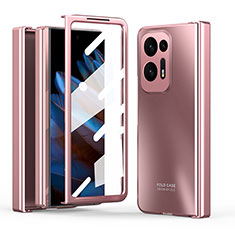 Funda Dura Plastico Rigida Carcasa Mate Frontal y Trasera 360 Grados ZL2 para Oppo Find N2 5G Oro Rosa