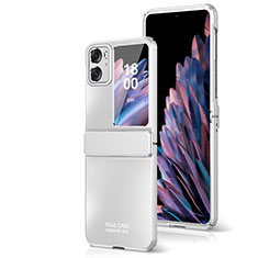 Funda Dura Plastico Rigida Carcasa Mate Frontal y Trasera 360 Grados ZL2 para Oppo Find N2 Flip 5G Plata