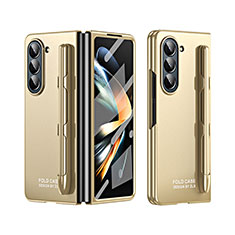 Funda Dura Plastico Rigida Carcasa Mate Frontal y Trasera 360 Grados ZL2 para Samsung Galaxy Z Fold5 5G Oro