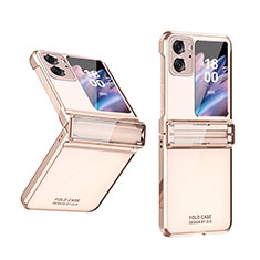 Funda Dura Plastico Rigida Carcasa Mate Frontal y Trasera 360 Grados ZL3 para Oppo Find N2 Flip 5G Oro Rosa