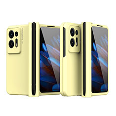 Funda Dura Plastico Rigida Carcasa Mate Frontal y Trasera 360 Grados ZL4 para Oppo Find N2 5G Amarillo