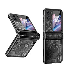 Funda Dura Plastico Rigida Carcasa Mate Frontal y Trasera 360 Grados ZL4 para Oppo Find N2 Flip 5G Negro