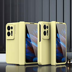 Funda Dura Plastico Rigida Carcasa Mate Frontal y Trasera 360 Grados ZL5 para Oppo Find N2 5G Amarillo