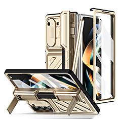 Funda Dura Plastico Rigida Carcasa Mate Frontal y Trasera 360 Grados ZL5 para Samsung Galaxy Z Fold5 5G Oro