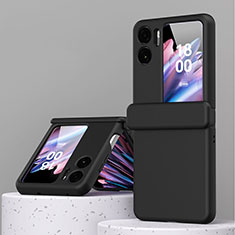 Funda Dura Plastico Rigida Carcasa Mate Frontal y Trasera 360 Grados ZL6 para Oppo Find N2 Flip 5G Negro