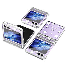 Funda Dura Plastico Rigida Carcasa Mate Frontal y Trasera 360 Grados ZL6 para Samsung Galaxy Z Flip5 5G Plata