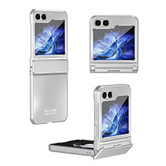 Funda Dura Plastico Rigida Carcasa Mate Frontal y Trasera 360 Grados ZL7 para Samsung Galaxy Z Flip5 5G Plata