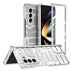 Funda Dura Plastico Rigida Carcasa Mate Frontal y Trasera 360 Grados ZL7 para Samsung Galaxy Z Fold5 5G Plata